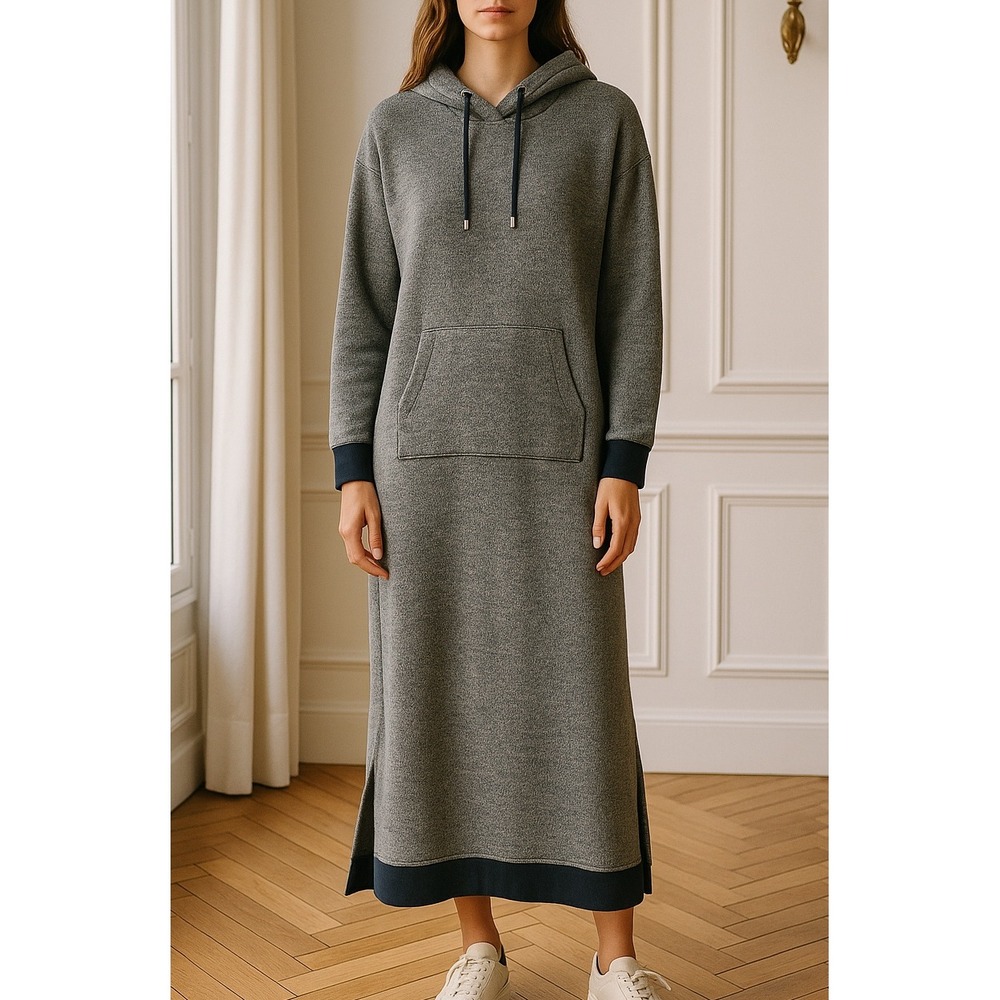 Soft Surroundings Gray Hooded Maxi Dress